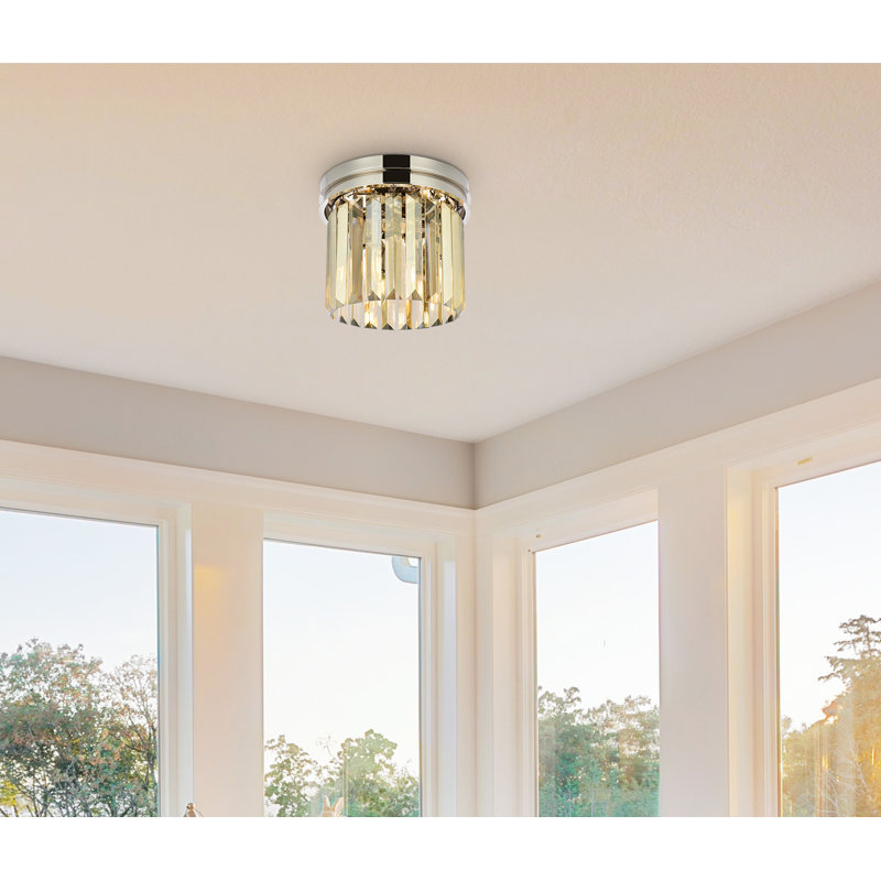 Yazmin Flush Mount, Polished Nickel, Smoky