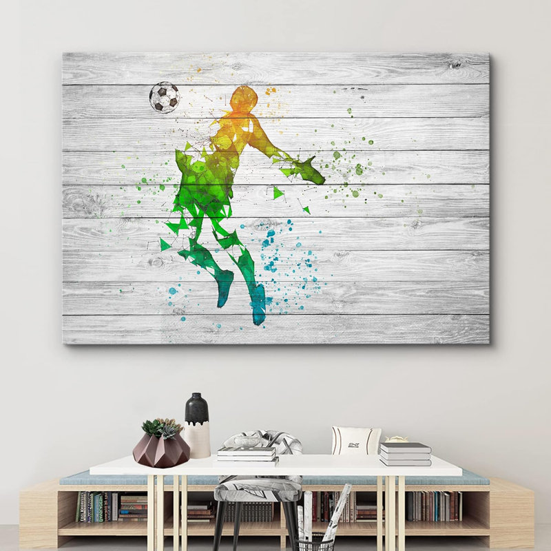 Peinture murale colorée, peinture au graffiti, joueur de sport, remise en forme, art mural, décoration murale pour chambre d'enfant