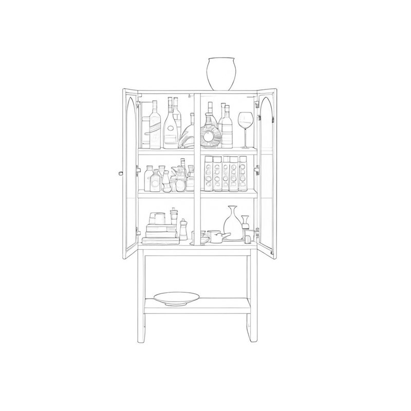 Buffet rétro de style industriel multi-espaces, Marron foncé