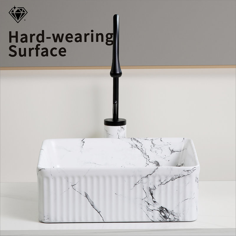 Lavabo vasque carré, vasque de salle de bain pour meuble-lavabo