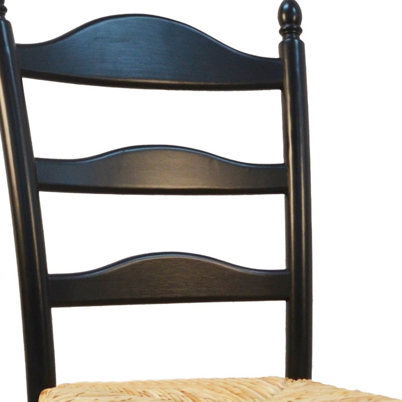 Chaise d'appoint de salle à manger en paille et bois noir, Noir