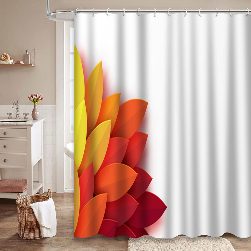 Rideau de douche abstrait à motif d'automne avec 12 crochets, L 72 po x l 72 po