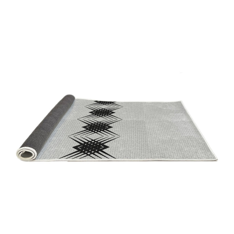 Tapis noir/crème à tisser électrique, Rond 6 pi