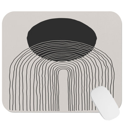 Abstract The Sun Shapes Lines Mid-Century Modern Gaming Cute Office Laptop Desk Pad Gift Mat Square Rectangle Non-Slip Mousepad