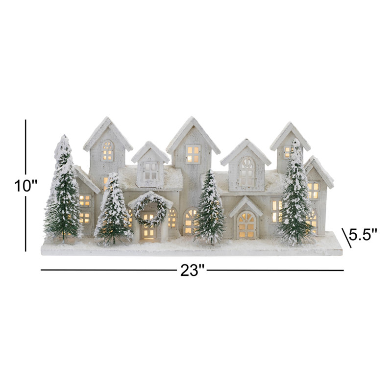 LED Flocked Winter Village Display 23"L
