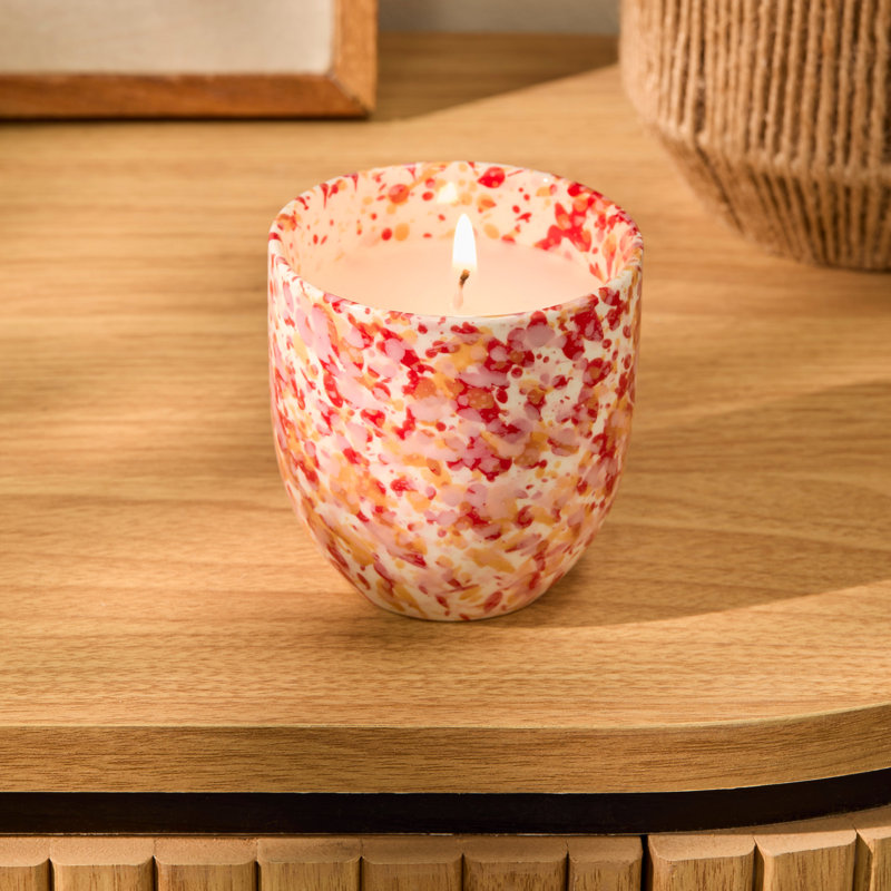 Plant / Floral Scented Tumbler Candle with Ceramic Holder
