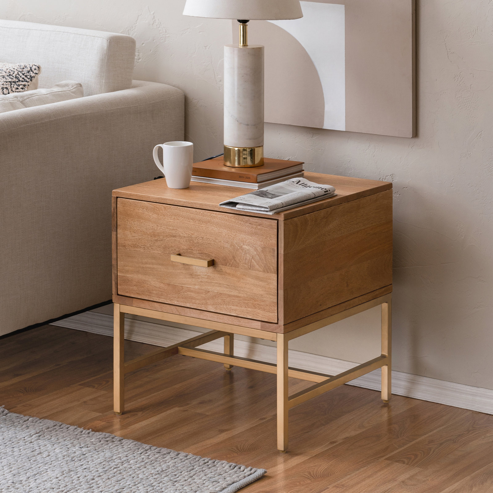 1-Drawer Mango Nightstand, Natural