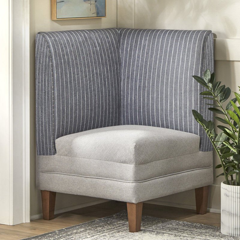 Chaise d'angle Cariana, Rayures bleu clair / gris