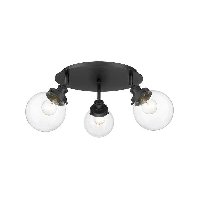 Alphonsa Glass Flush Mount, Clear, Matte Black