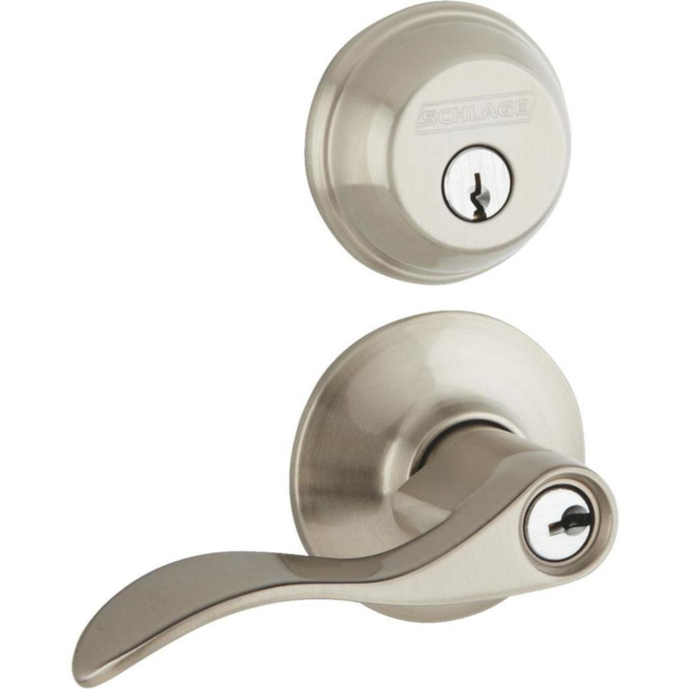 Complete Entry Lever Set with Single Cylinder Deadbolt Schlage Finish: Silver, Customize: Yes