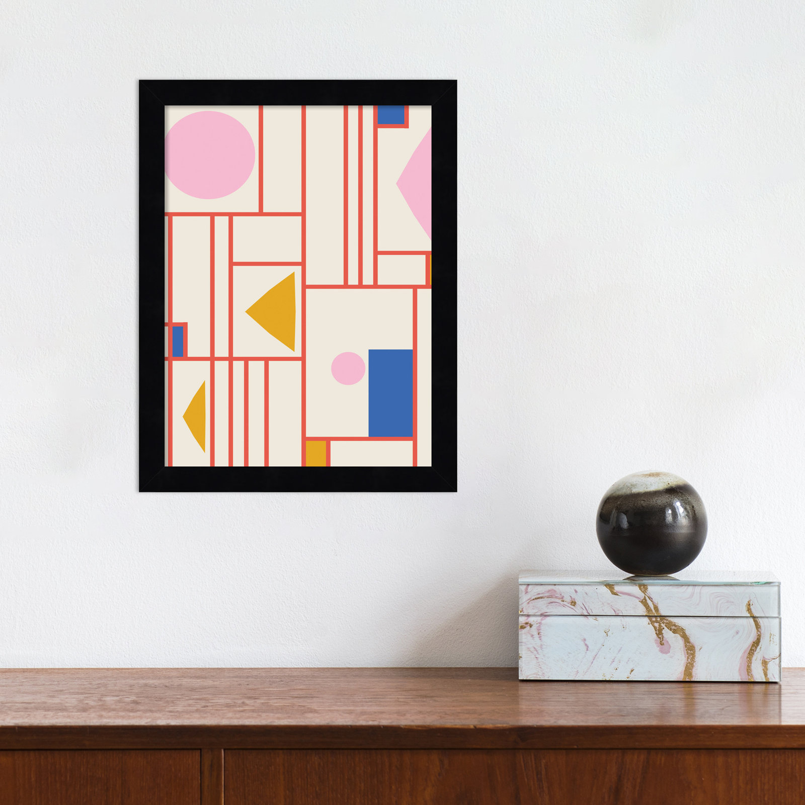Framed Shapes Print by Beth Vassalo, Black, 13" H x 10" W x 1" D