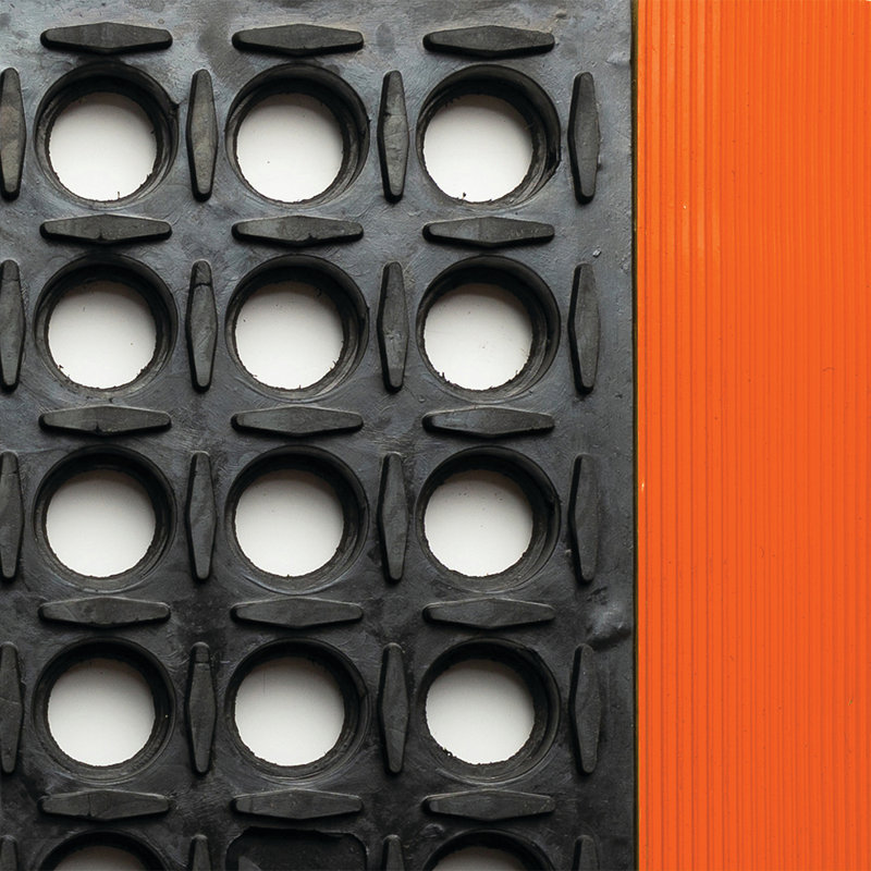 Solid Color Kitchen Mat, Orange/Black, Rectangle 3'2" x 5'4"