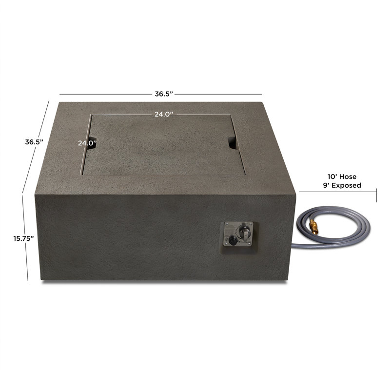 BALTIC Concrete Fire Pit Table with Lid, Glacier Gray, Propane, 15.75" H x 50.5" W x 32.5" D