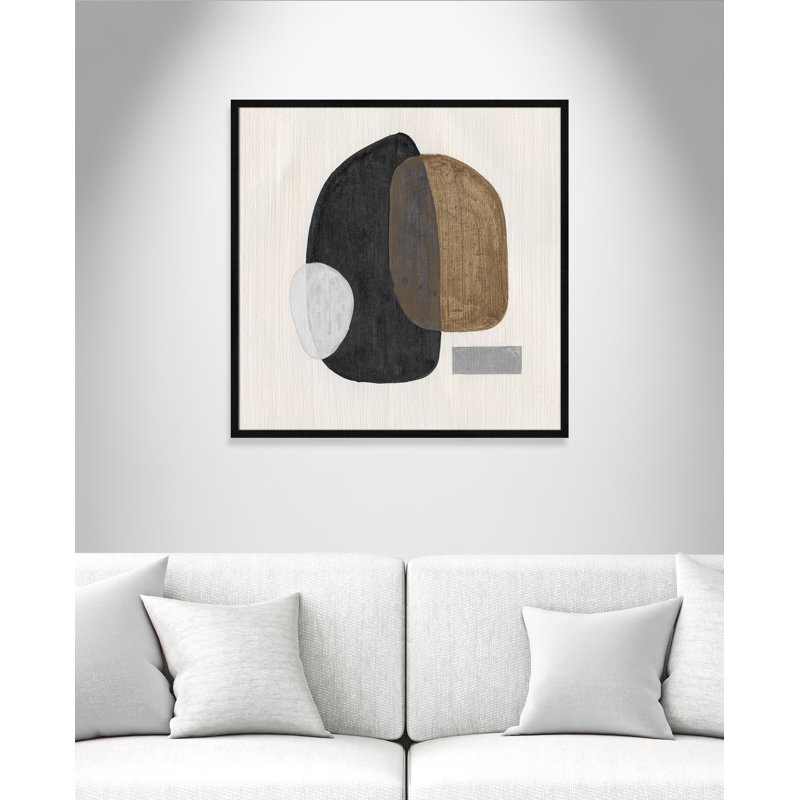 Art mural Inola Neutral Stones III, Noir, H 32 po x l 32 po x P 0,75 po
