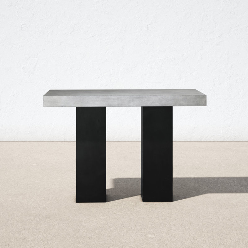 Gray Concrete Rectangular Outdoor Bar Table