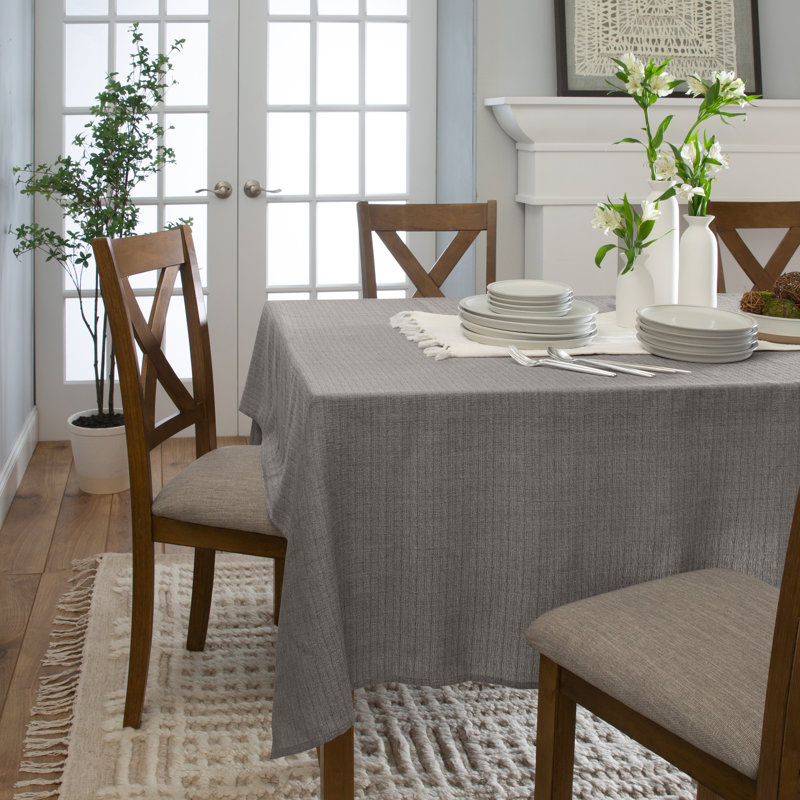 Traneka Rectangle Polyester Tablecloth, Silver, 120" L x 70" D