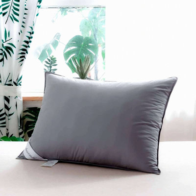 Luxury Comfort Goose Down Pillows - Queen Size 20 - 100% Cotton Cover - Medium Firm Support - Grey Color - Set of 2