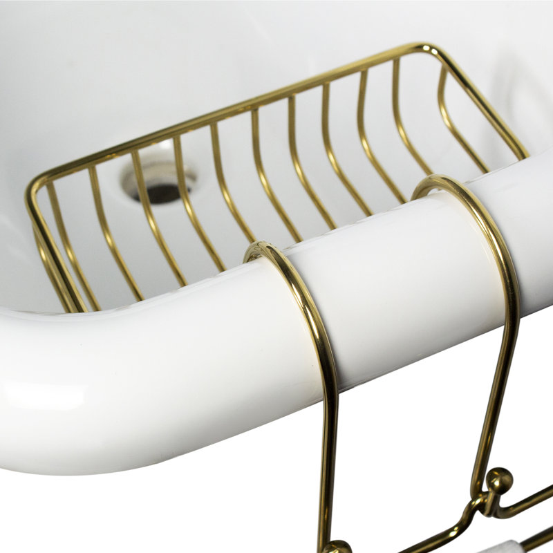 Over-Sink Soap Holder with Towel Ring, Brass