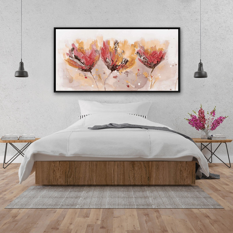 Four little flowers - 24"x48" Framed canvas