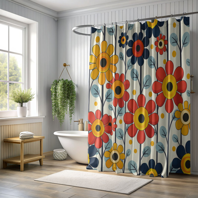 Flower Rings - Rideau de douche Premium, H 74 po x l 71 po