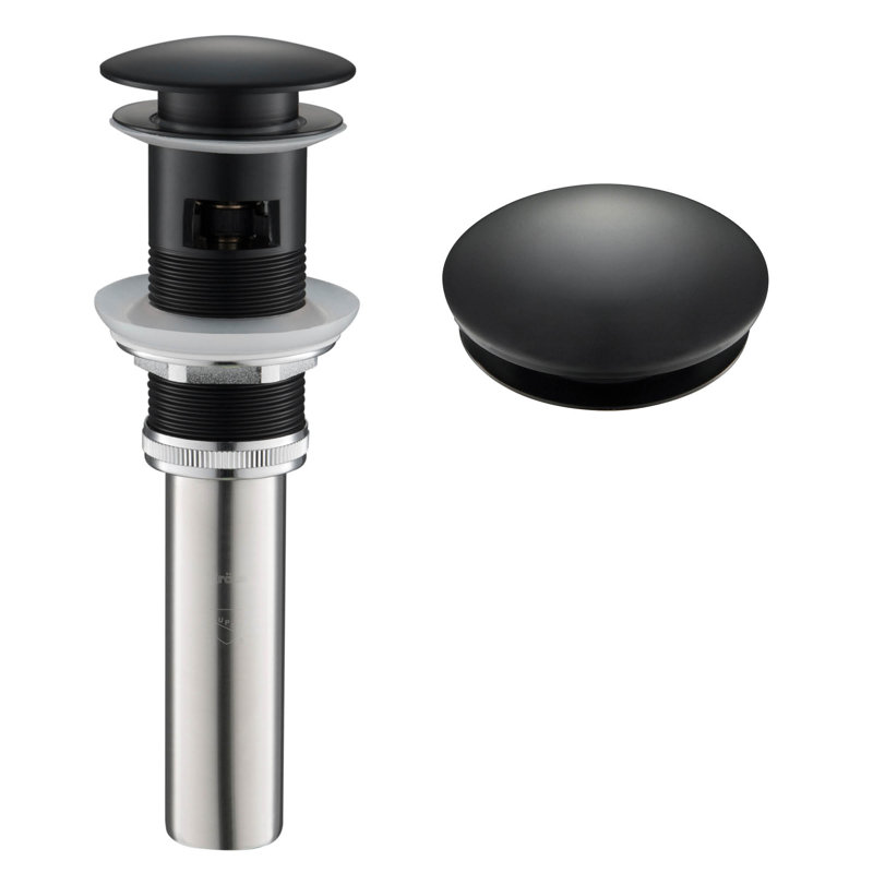 Pop-Up Bathroom Sink Drain with Overflow, Matte Black