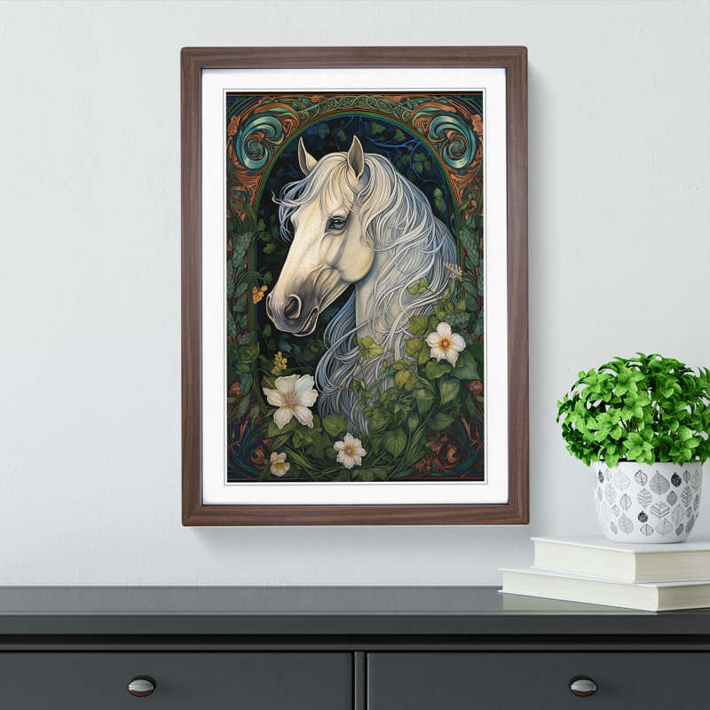 Shire Horse No.2 1 Piece Single Picture Frame Wall Art, 64cm H x 46cm W, Walnut Framed