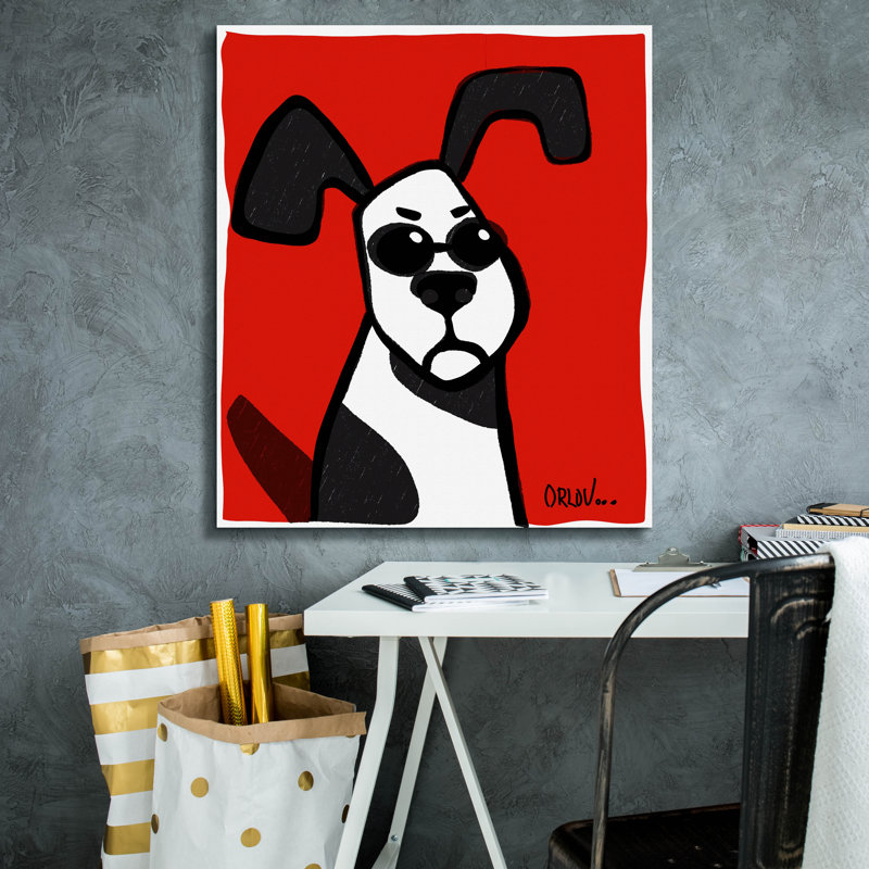«Dog On Red» par Irena Orlov, H 30 po x l 26 po x P 1,5 po