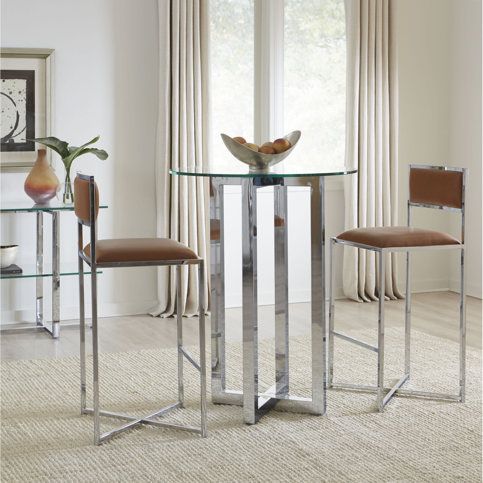 Malen Bar Stool, Bar Stool (30” Seat Height), Cognac