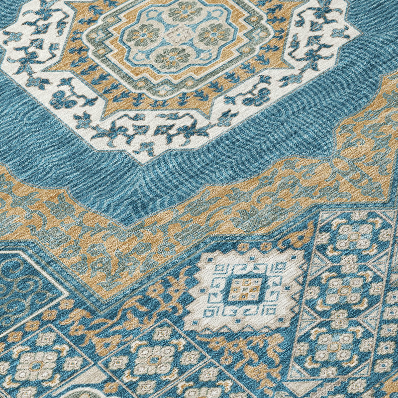 Machine Washable Indoor/Outdoor Chantille ACN2525 Traditional Rug, Teal, Rectangle 8' x 10'