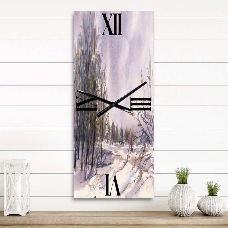 Horloge murale paysage d'hiver avec tons de neige, Petit