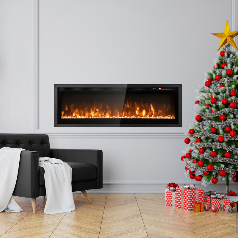 Metro Lane Black Electric Fireplace, 34.1cm H x 102cm W x 14.2cm D