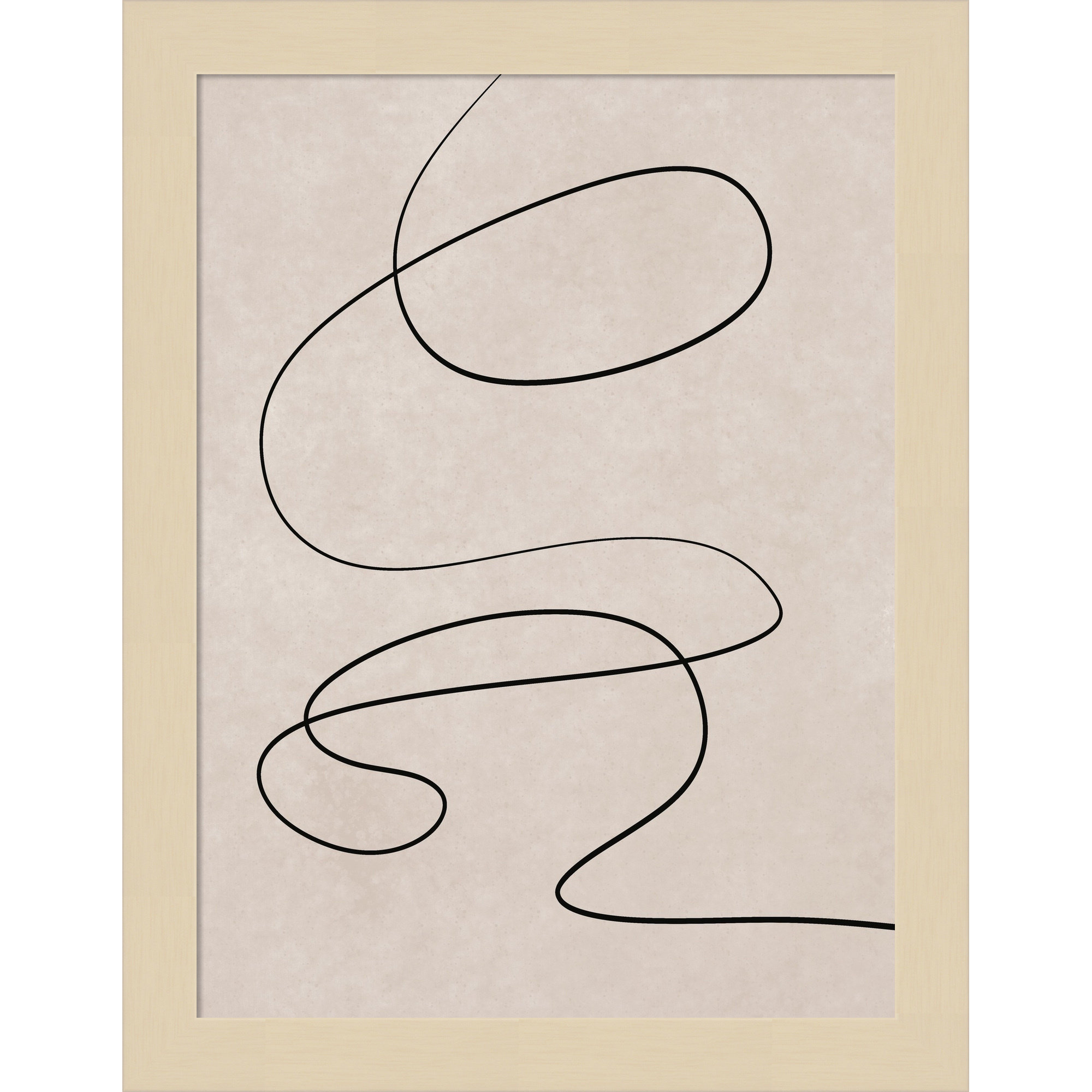 Black Line and Textured Beige Background by Little Dean Wood Framed Wall Art Print, Brown, 13" H x 10" W
