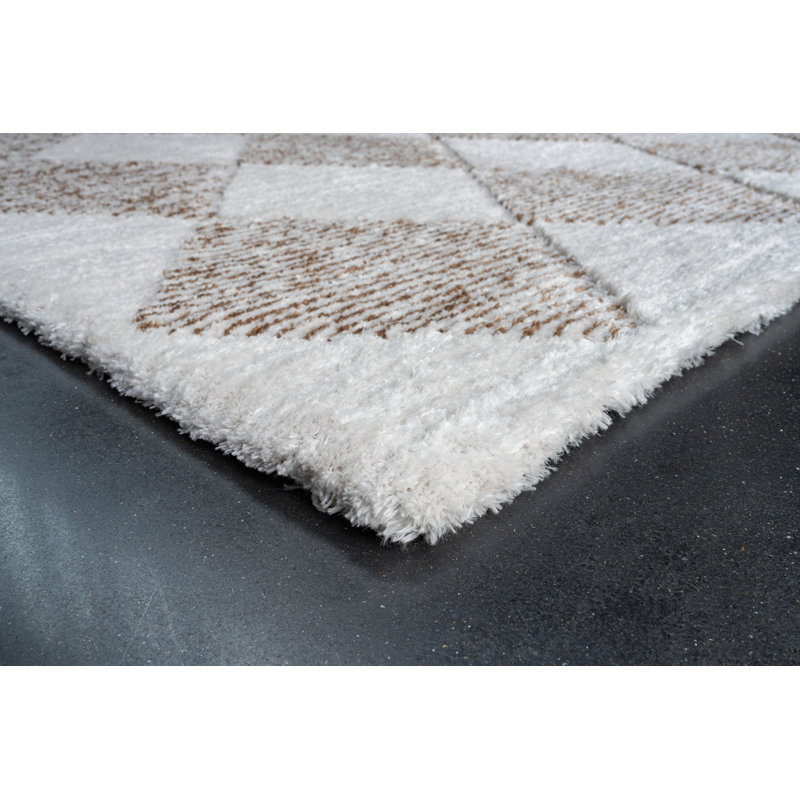 Tapis en polyester recyclé ivoire, brun, cuivre et rouille Marka, Rectangle 5 pi 3 po x 7 pi 6 po