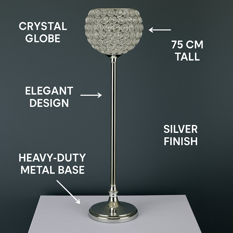 Crystal Tabletop Candelabra, Silver
