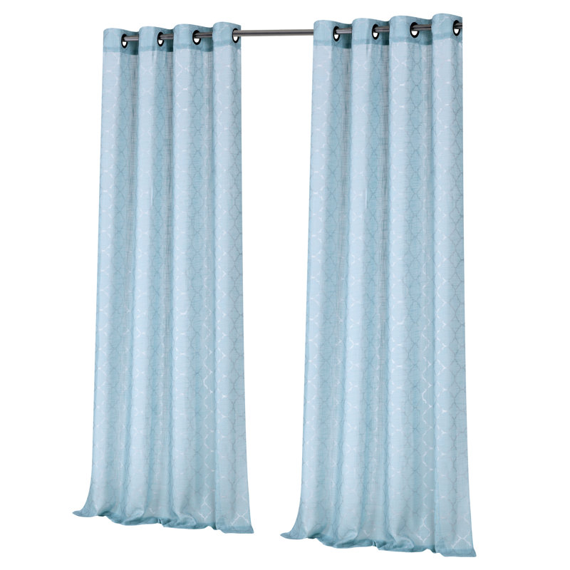 Dalaigh Semi Sheer Curtain Pair, Aqua
