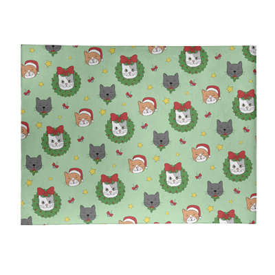 Tapis vert/rouge/gris zone fait main