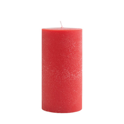 Unscented Pleated Pillar Candle In Powder
