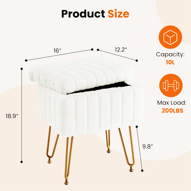 Vanity Stool Chair With Storage