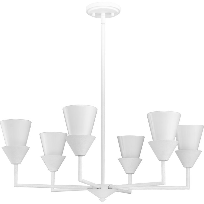 Lustre 6 lumières façon bougie Pinellas, Plâtre blanc