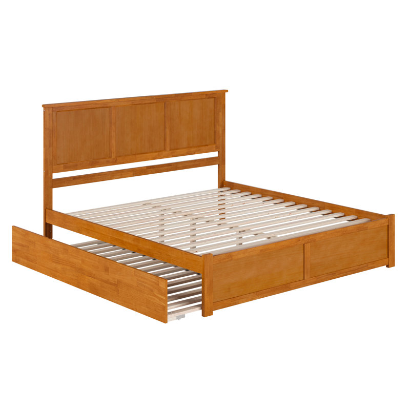 Madison Solid Wood Platform Bed with Panel Footboard and Trundle, King