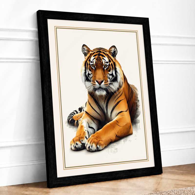Resting Tiger Rustic - Framed Print, A1 - 84.1 x 59.4 cm, Black