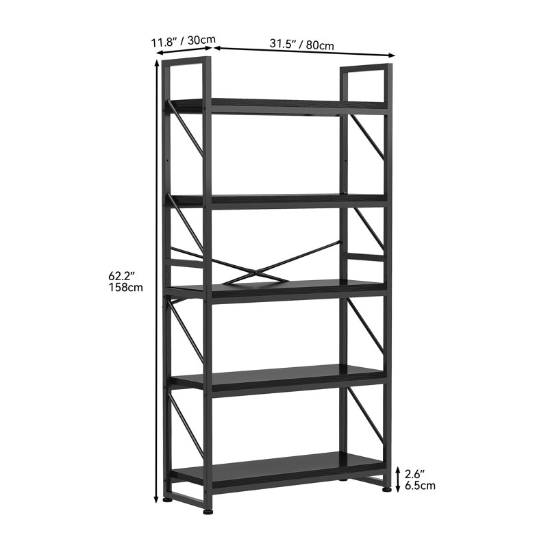 158 H X 80 W Corner Shelf Unit，Metal Ladder Shelving Unit, Black