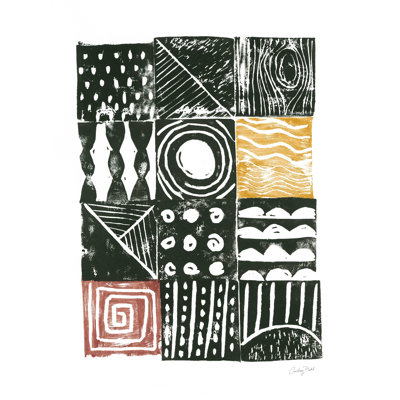 «Block Print I Red Yellow» par Courtney Prahl - reproduction d'art sur toile tendue