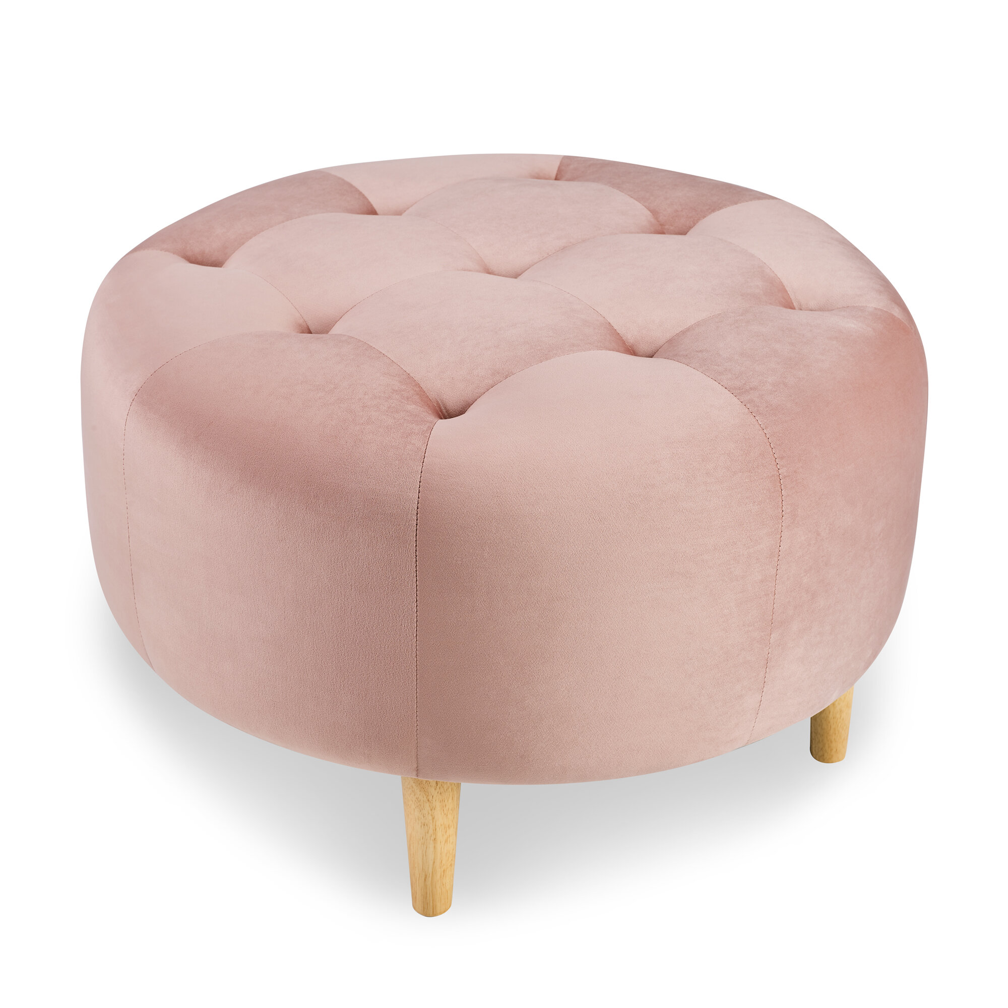 Low Footstool Pouffe Warwick Fabrics Plush Velvet Peony Pink Stool Foot Rest  Under Desk Foot Rest Small Buttoned Ottoman 