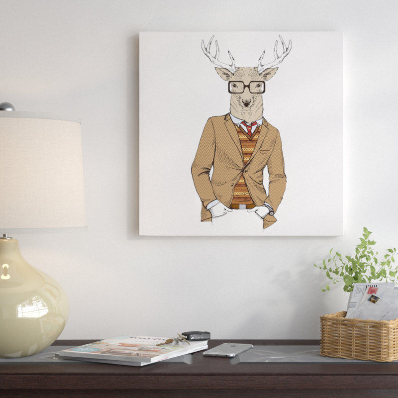 « cerf-man i », impression sur toile, H 26 po x l 26 po x P 1,5 po, Toile tendue, Pas de tapis