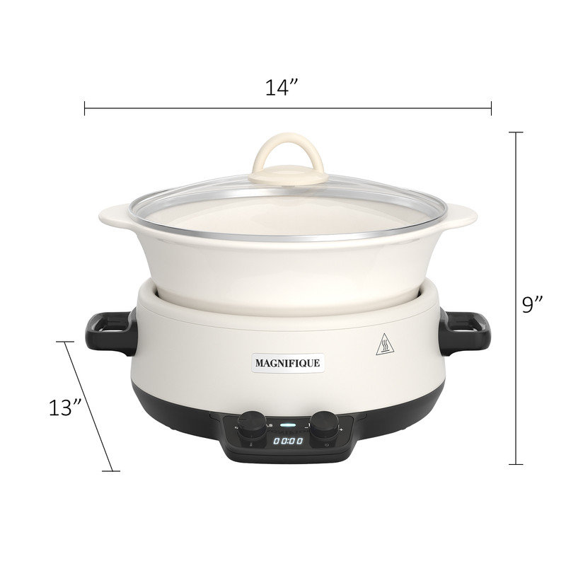 Homecookin 5 pte Mijoteuse ronde avec insert en pierre, Blanc
