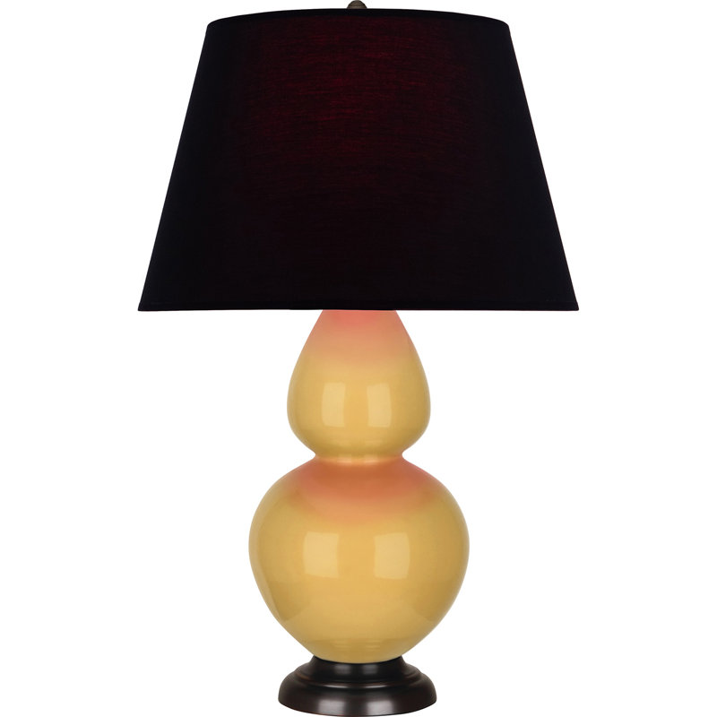Lampe de table double gourde en céramique, Noir / Rouge, Jaune coucher de soleil glacé / bronze, Bronze