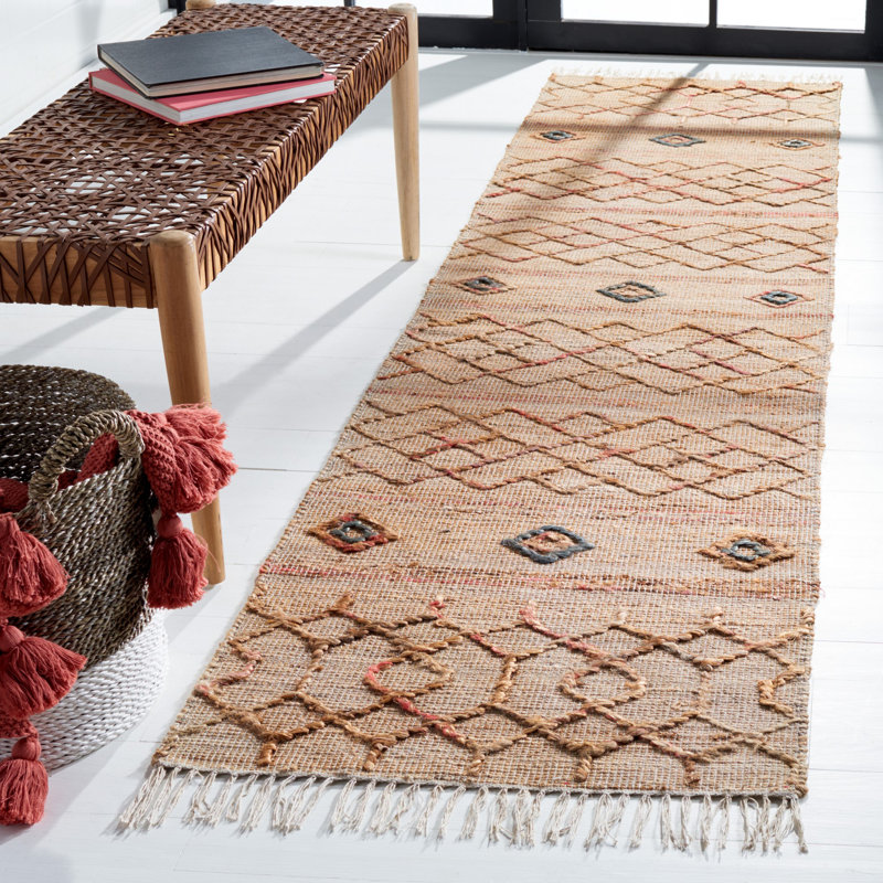 Tapis naturel / rouille Natural Fibre 402, Tapis de couloir 2 pi 3 po x 9 pi