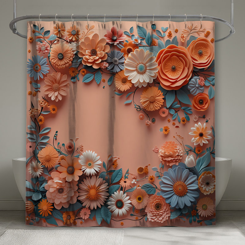 Rideau de douche Floral Arrangement - Boho, 70 po L x 84 po H