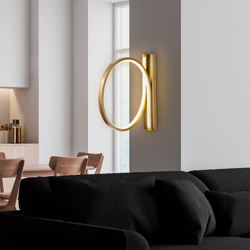 Modern Gold Wall Lamp with Metal Body, 11.8 in Diameter x 19.7 in Depth | Integral LED 12W 3000K, Glamorous Design, IP20 Rated | Perfect for Living Room, Bedroom, and Hallway Lighting